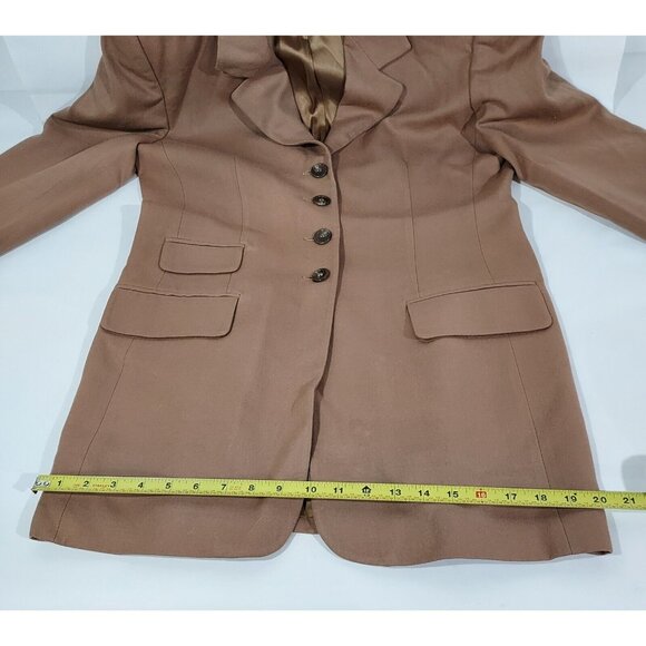 EVAN-PICONE 1980's 4 Button Carmel Long Length Blazer Shoulder Pads Made In USA - Picture 15 of 16